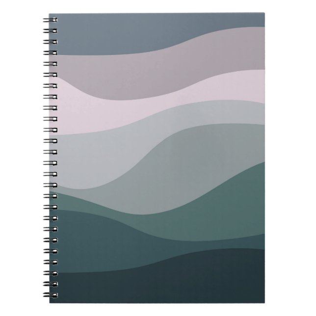 Carnet Décor de vagues de style rétro violet et turquoise (Devant)