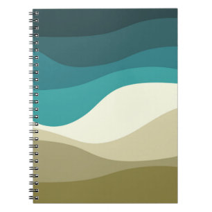 Carnet Décor des vagues de style rétro coloré