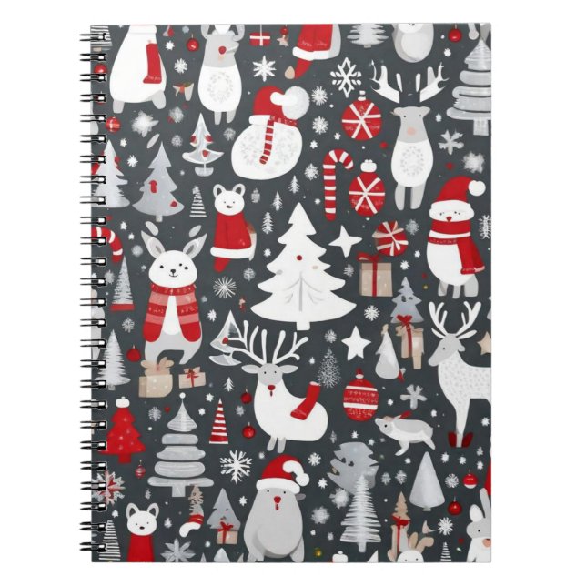 Carnet Décor gris du bonhomme de neige de Noël motif père (Devant)