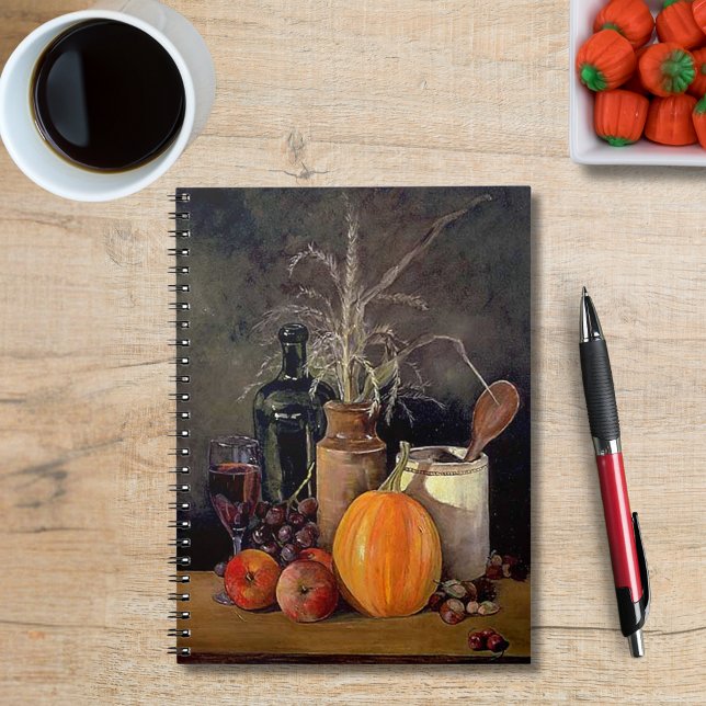 Carnet Décorations d'automne sur table, Citrouille, Fruit (Autumn Decorations on Table, Pumpkin, Fruit, Drink Notebook)