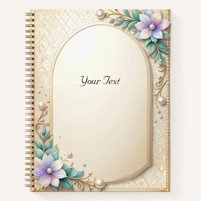 Carnet Decorative Floral Frame with Pearls Notebook (Devant)