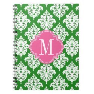 Carnet Décoré d'un monogramme fait sur commande vert et