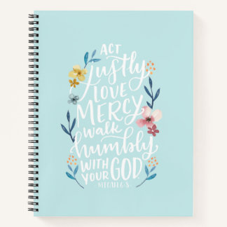 Carnet d'écriture, design manuel. Micah 6:8