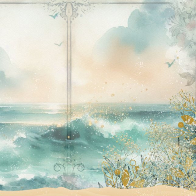 Carnet d'écritures du journal de découpage de la p (Coastal Beach Decoupage Junk Journal Scrapbook Paper)