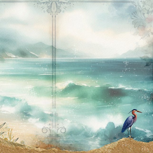 Carnet d'écritures du journal de découpage de la p (Coastal Beach Decoupage Junk Journal Scrapbook Paper)