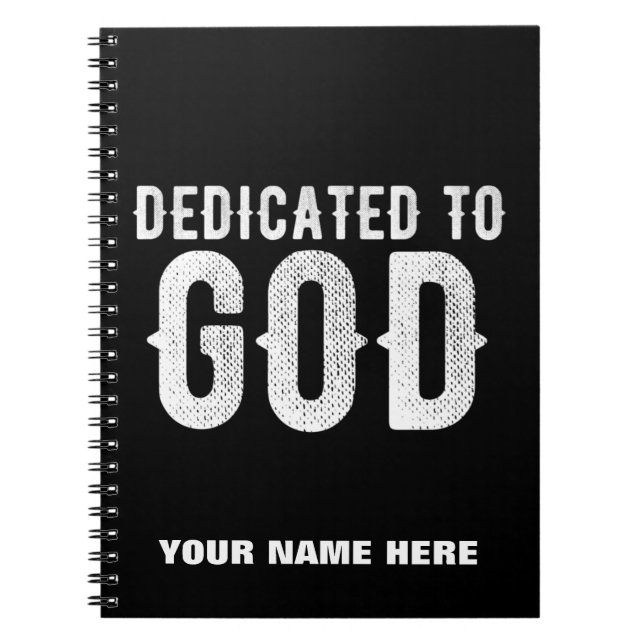 CARNET DÉDIÉ À DIEU COOL PERSONNALISABLE TEXTE BLANC (Devant)