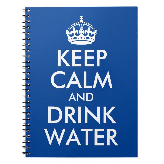 Carnet Deep Blue Keep Calm and Drink Water Log (Devant)