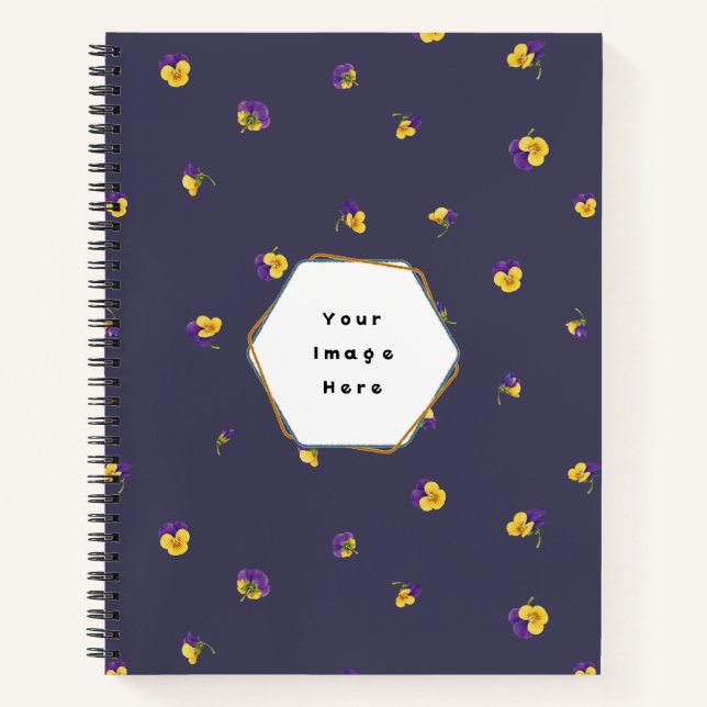 Carnet Deep Violet Purple Yellow Viola Floral Pattern (Devant)