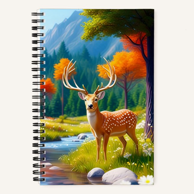 Carnet Deer d'or debout dans la forêt-987679 (Recto)