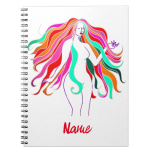 Carnet Déesse aux cheveux longs multicolores Thunder_Cove