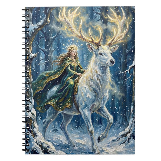 Carnet Déesse celtique & Cerf blanc lumineux (Devant)