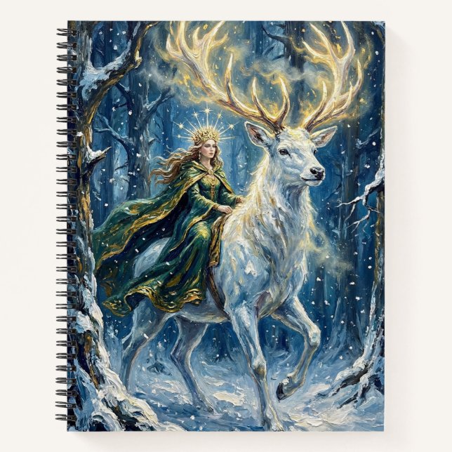 Carnet Déesse celtique & Cerf blanc lumineux (Devant)