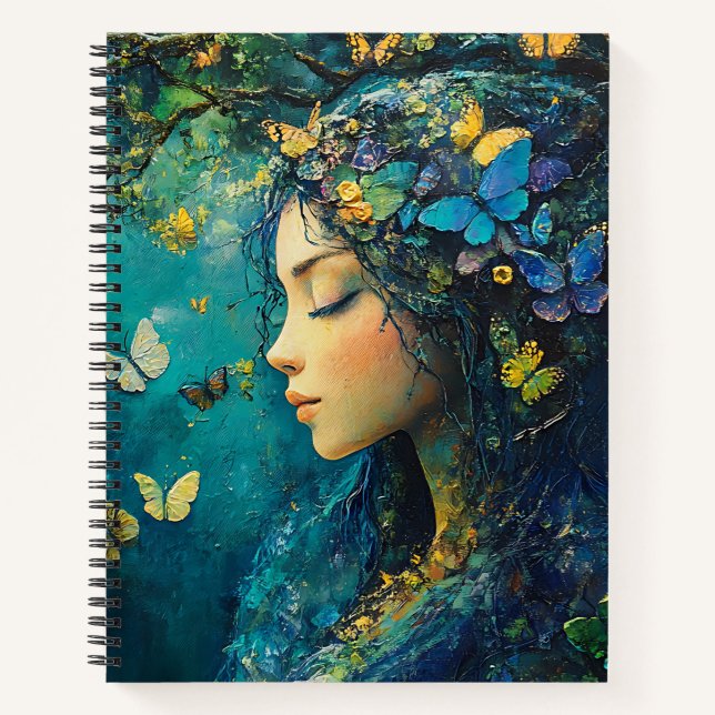 Carnet Déesse de la forêt enchantée avec papillons (1) (Devant)