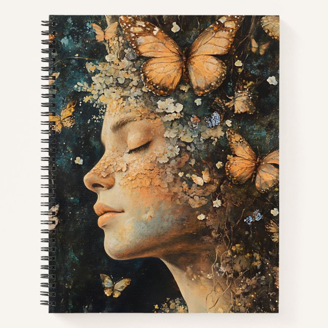 Carnet Déesse de la forêt enchantée avec papillons (4) (Devant)