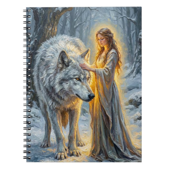 Carnet Déesse de l'hiver & Loup Blanc (Devant)
