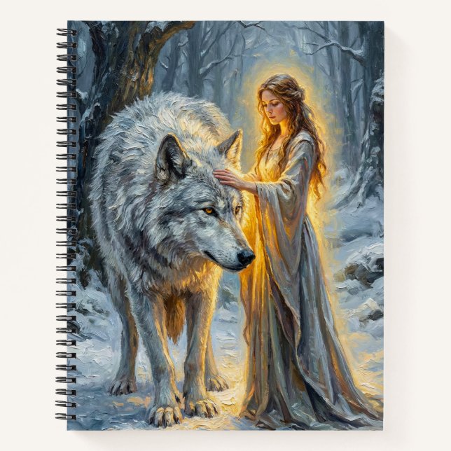 Carnet Déesse de l'hiver & Loup Blanc (Devant)