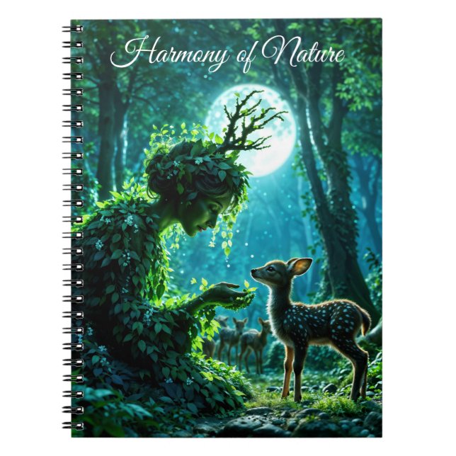 Carnet Déesse fantaisiste de la forêt et art de cerf doux (Devant)
