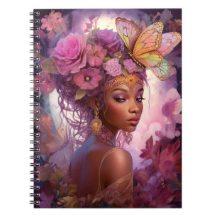 Carnet Déesse noire Art Imaginaire rose violet