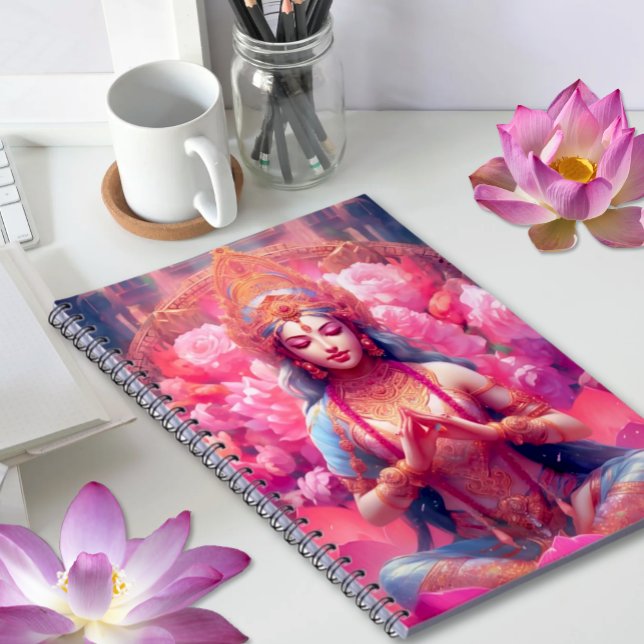 Carnet Déesse rose Lotus de la Prospérité - Lakshmi (Notebook with Pink Lotus Goddess of Prosperity Hindu Diety Lakshmi)
