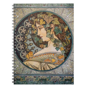 Carnet Déesse vintage Art Nouveau de la Nature par Mucha