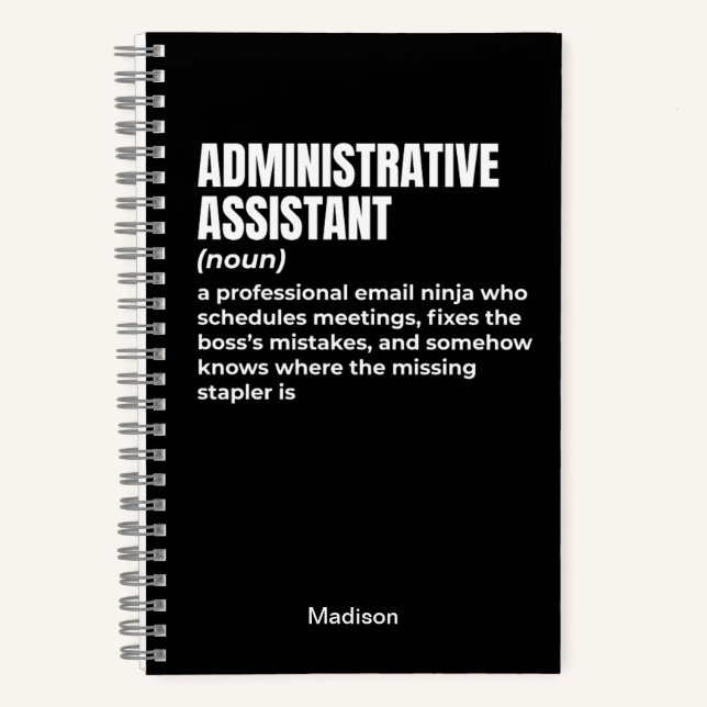Carnet Définition amusante de l'adjoint administratif (W1 (Recto)