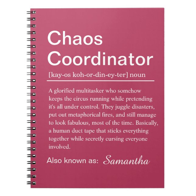 Carnet Définition de Coordinateur de Chaos Personnalisé (Devant)