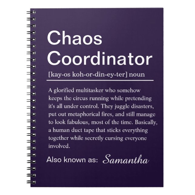 Carnet Définition de Coordinateur de Chaos Personnalisé (Devant)