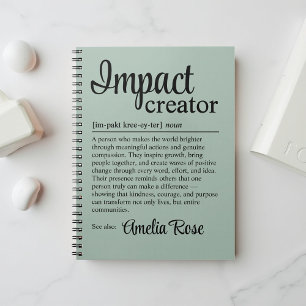 Carnet Définition de créateur d'impact personnalisée Appr