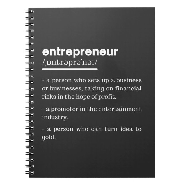 Carnet Définition d'entrepreneur drôle Cadeau de propriét (Devant)