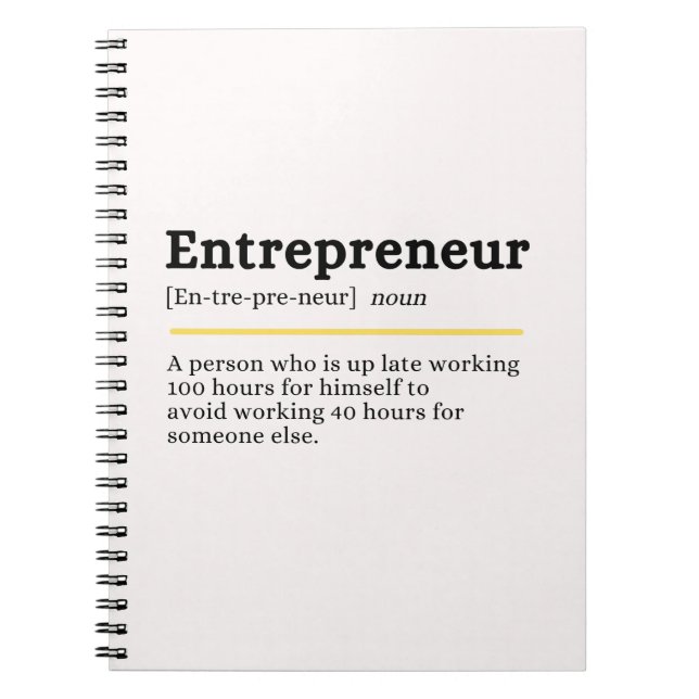Carnet Définition du nom d'entrepreneur Motivation Entrep (Devant)