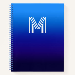 Carnet Dégradé de bleu ciel à bleu minuit avec monogramme