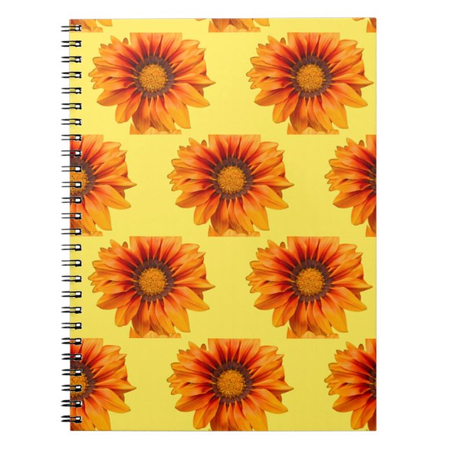 Carnet Dégradé de fleurs orange jaune vif découpé (Devant)