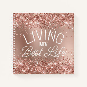 Carnet Dégradé de rose doré scintillant pour vivre ma mei