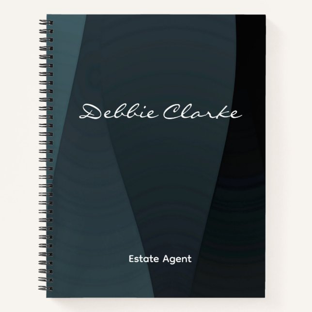 Carnet Dégradé de vagues gris bleu motif (Devant)
