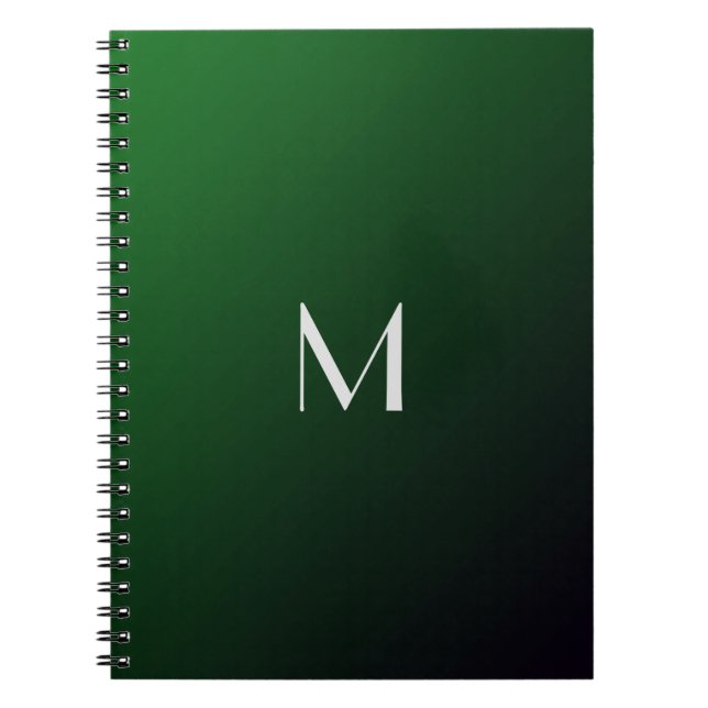 Carnet Dégradé vert émeraude - monogramme audacieux (Devant)