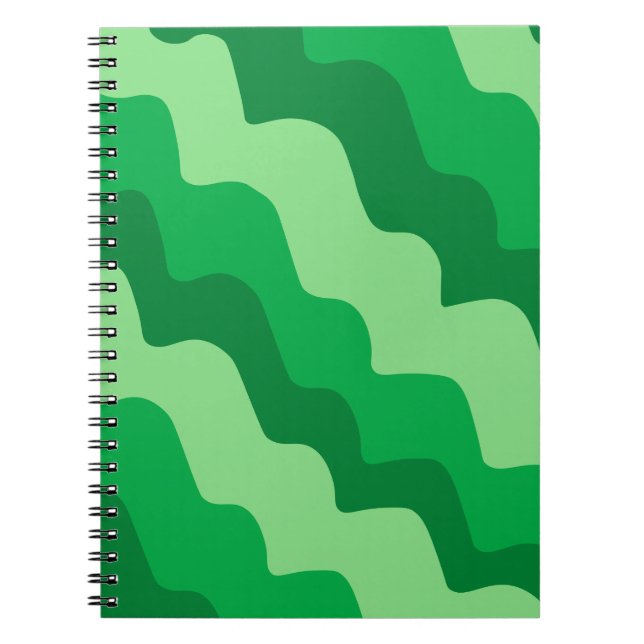 Carnet Dégradé vert ondulé des vagues océaniques (Devant)