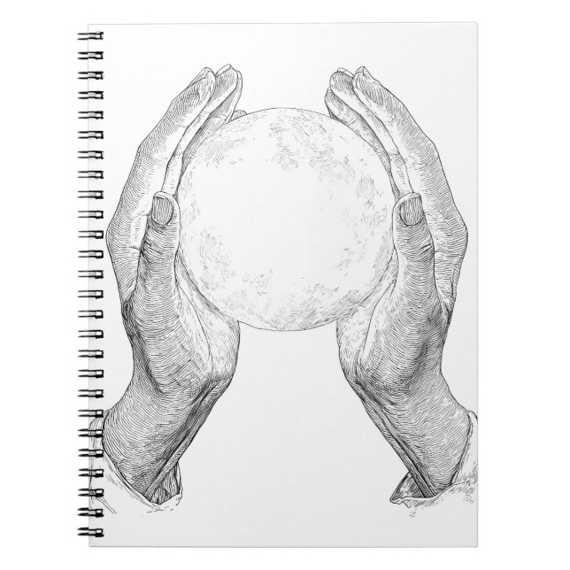 Carnet Délicat Hands Holding Moon Sketch (Devant)