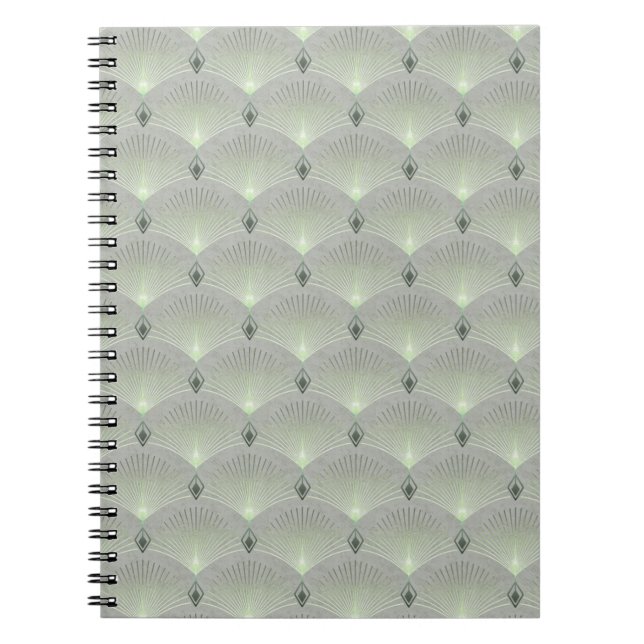 Carnet Délicat vert et gris, art déco. (Devant)
