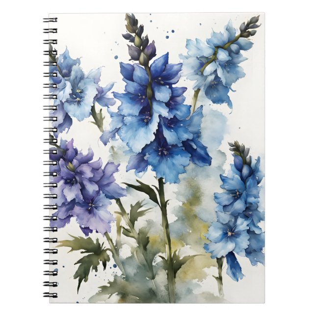 Carnet Delphinium - Fleurs aquarelles (Devant)