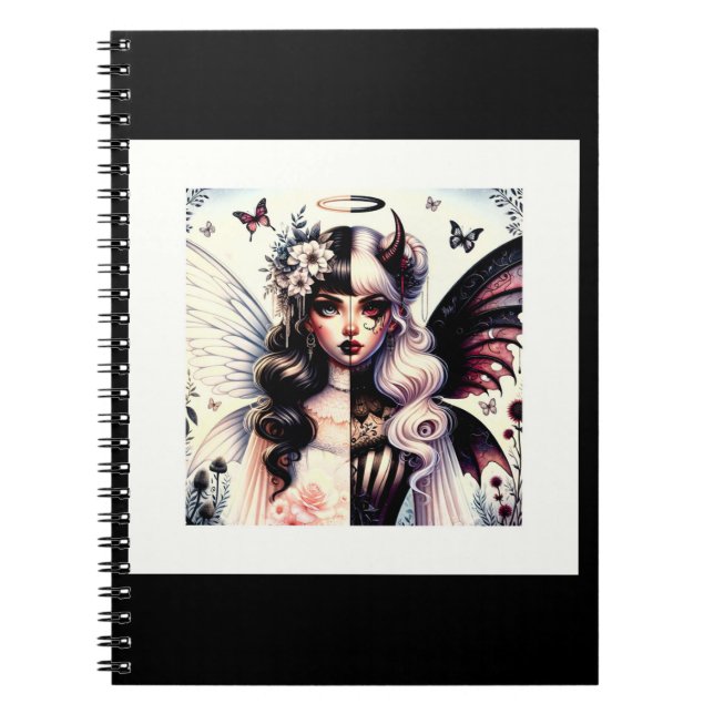 Carnet Demi Ange Diable Beauté Sombre Fée Aile Brisée  (Devant)