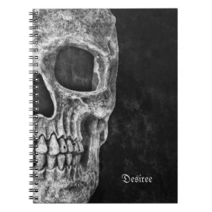 Carnet Demi-Crâne gothique Grunge Cool noir et blanc