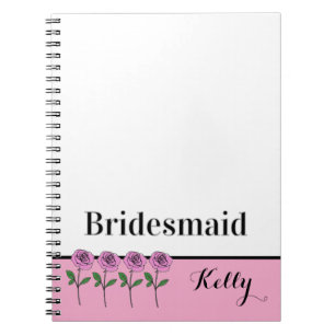 Carnet Demoiselle d'honneur aux roses roses fantaisistes