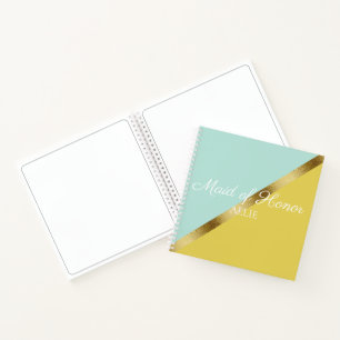 Carnet Demoiselle d'honneur de mariage bleu clair jaune o