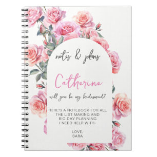 Carnet demoiselle d'honneur floral rose pâle, sere