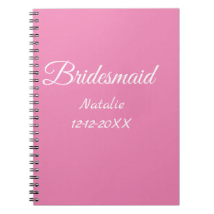 Carnet Demoiselle d'honneur rose texte simple minimal ajo