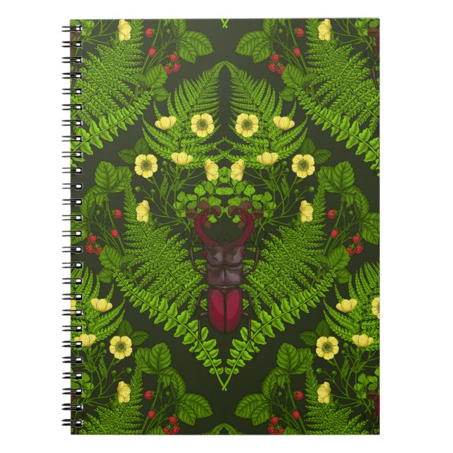 Carnet Dendroctones et fougères, feuilles verts (Devant)