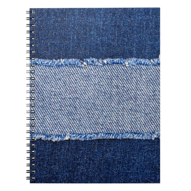 Carnet Dénim déchiré : tissu de jean bleu. (Devant)