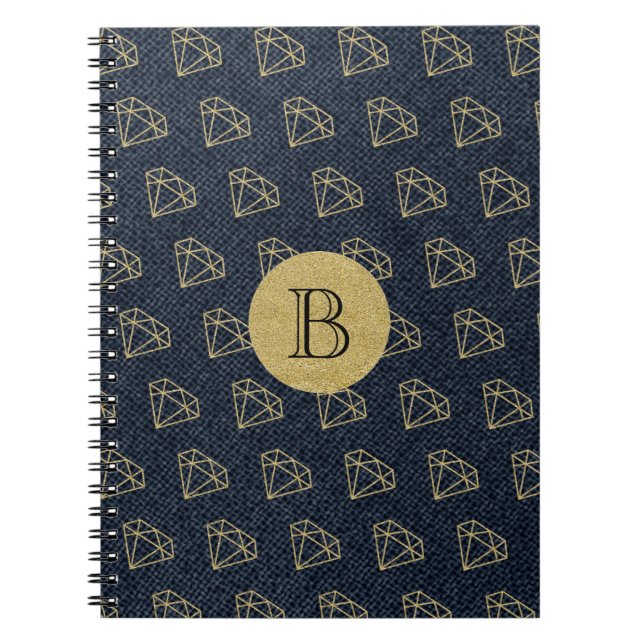 Carnet Denim & Diamonds Or et Bleu Glamour Bling (Devant)