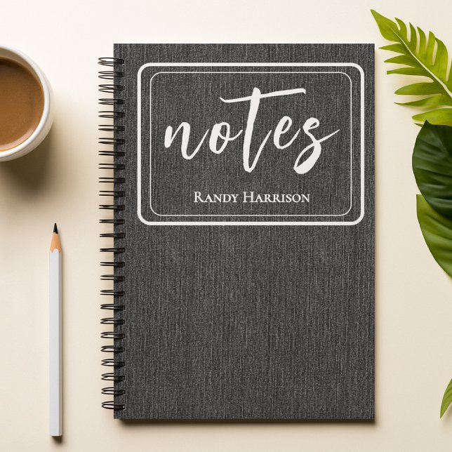 Carnet Denim noir tendance et spirale classique blanche (Créateur téléchargé)