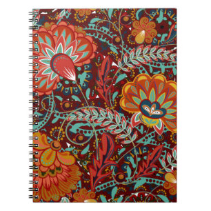 Carnet Dense floral ornemental dessiner à la main fleurs